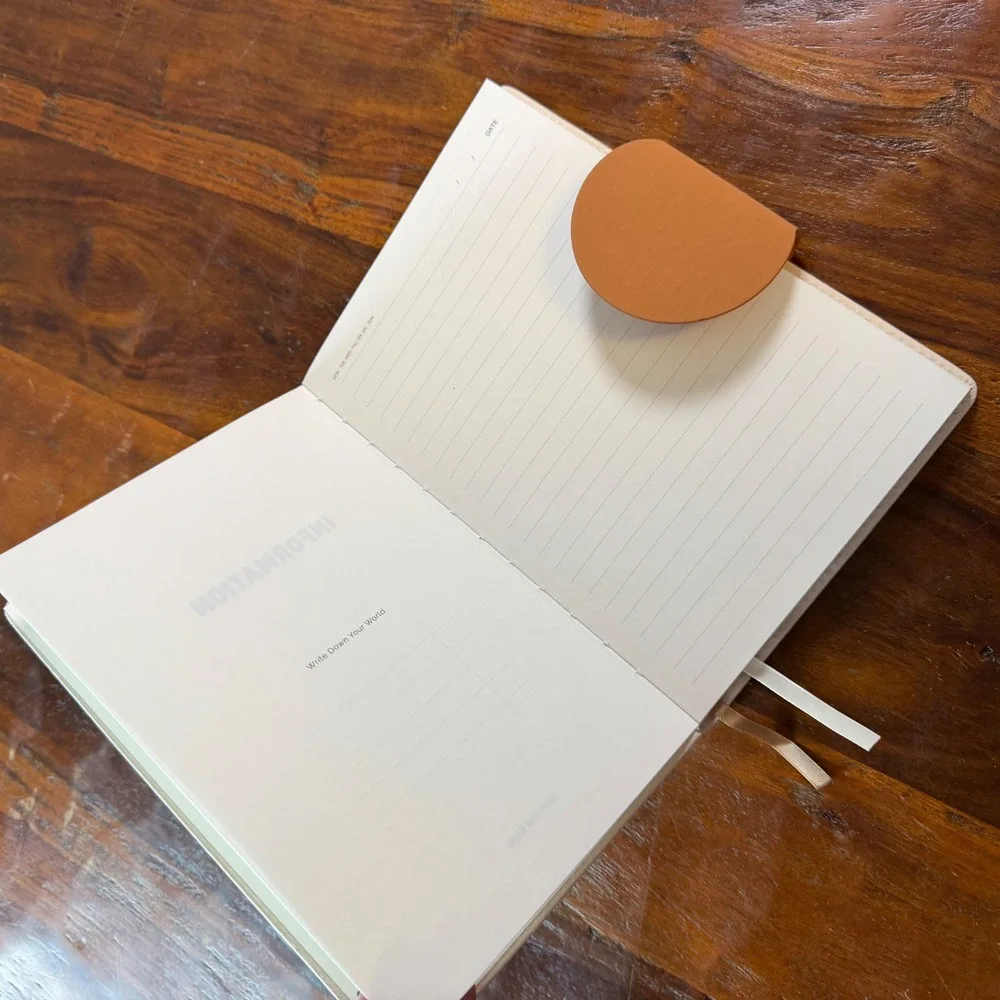 GTD Perfect Minimalist Faux Leather Lined Journal Notebook Cream Tan Color-block